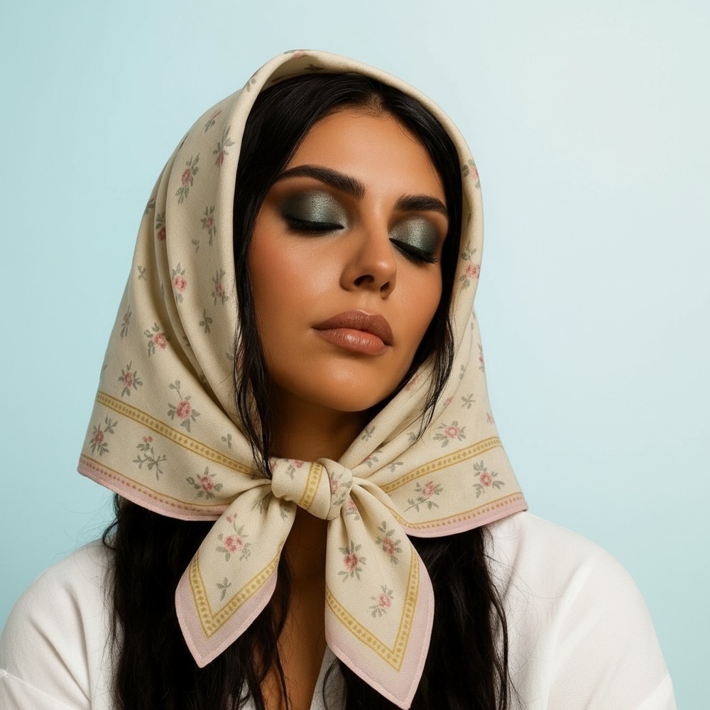BURBERRY Authentic Floral Romance Square Pocket Scarf Twilly